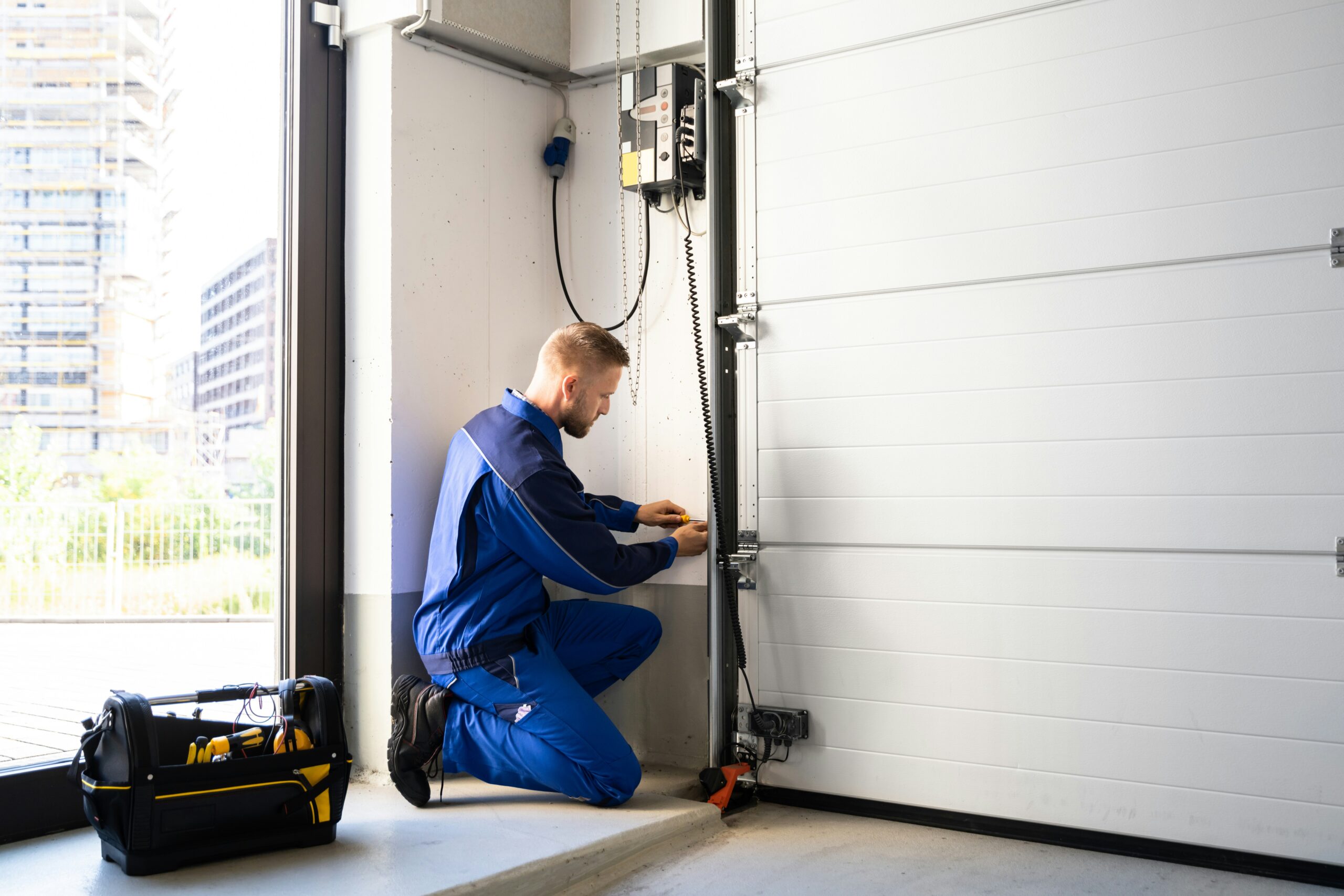 Man fixing Garage Door