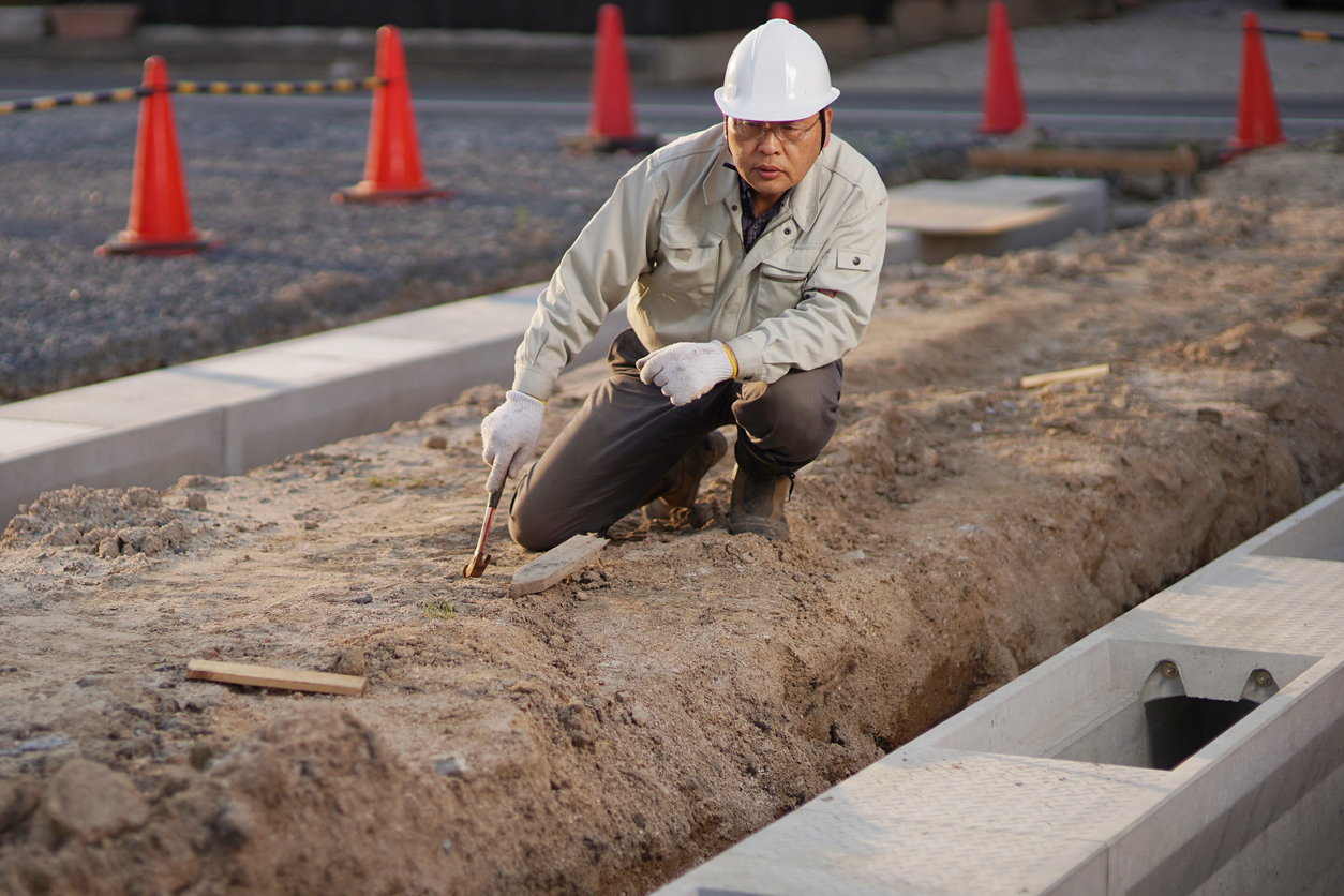 Senior worker at construction site